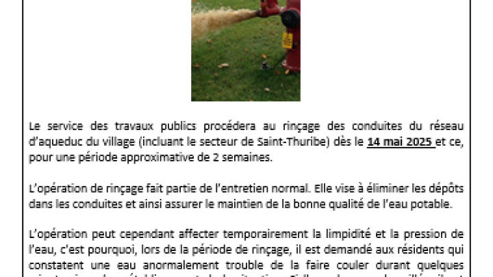 MESSAGE IMPORTANT - AVIS DE RINCAGE