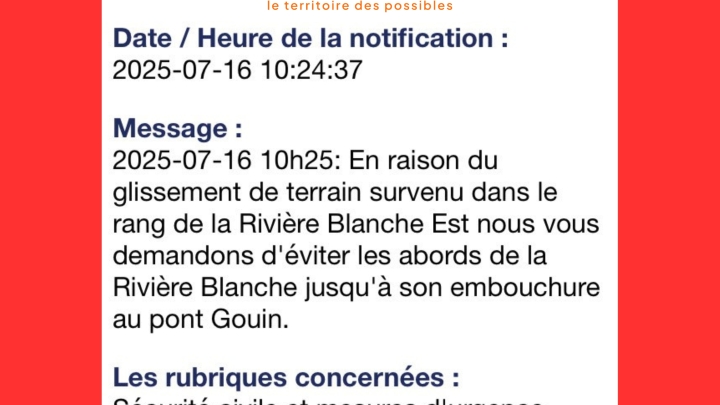 MESSAGE IMPORTANT - SÉCURITÉ CIVILE